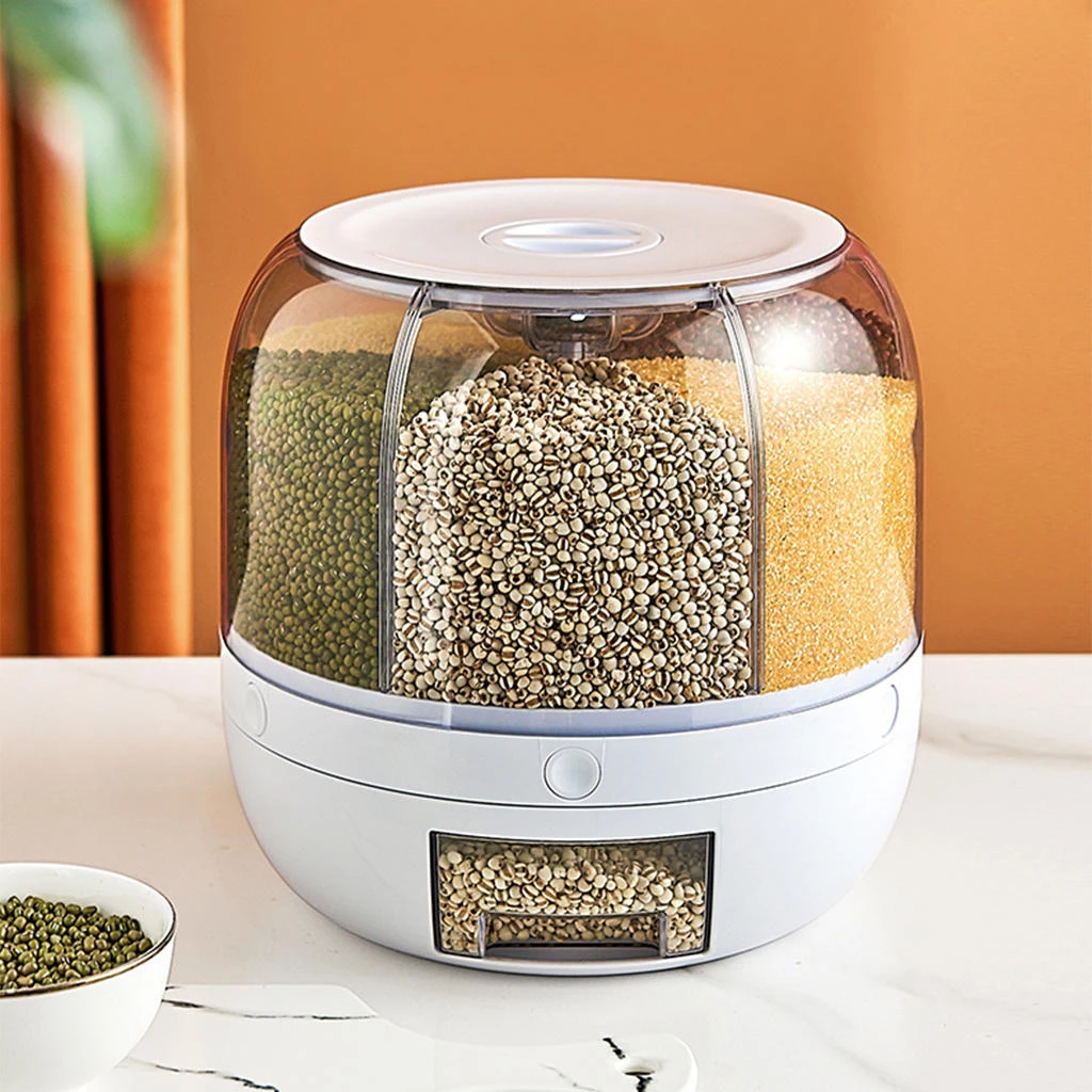4-Section Rotating Grain Storage Dispenser