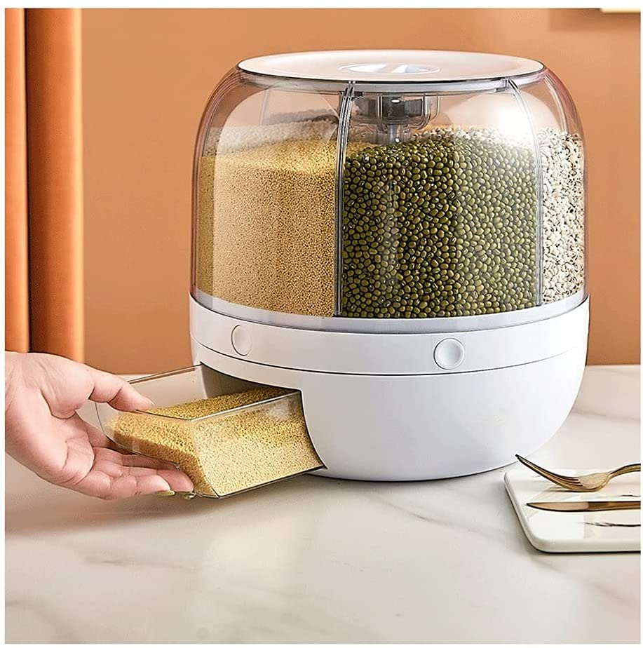 4-Section Rotating Grain Storage Dispenser